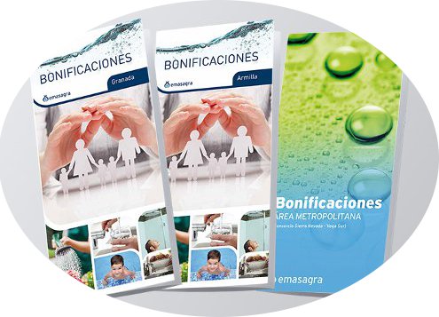 Tres dípticos: Bonificaciones Granada, Bonificaciones Armilla y Bonificaciones Área Metropilitana